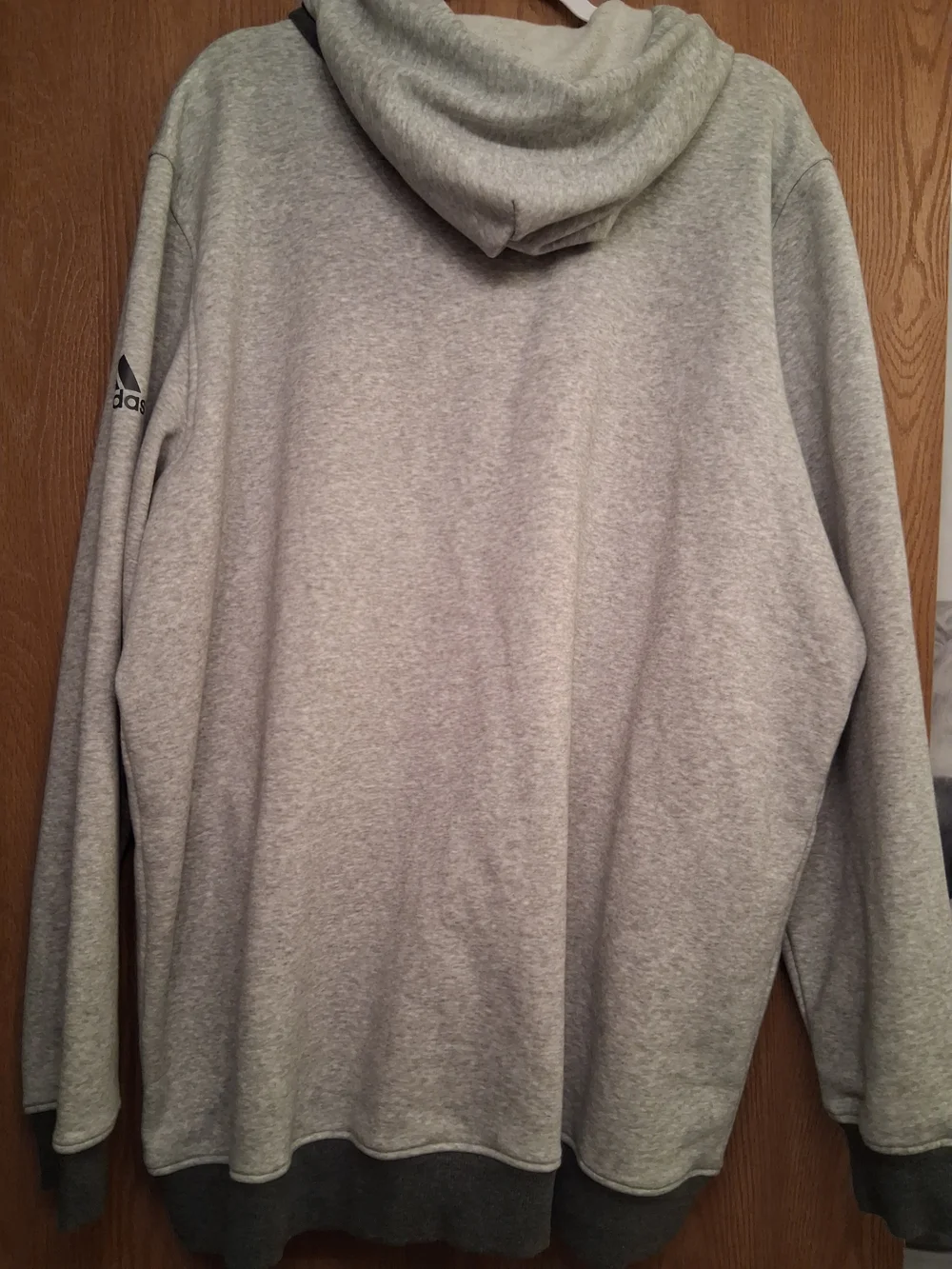 adidas Men's Light Gray Full-Zip Hoodie with Dark Gray Trim